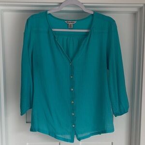 Tommy Bahama Turquoise Button-Up Blouse